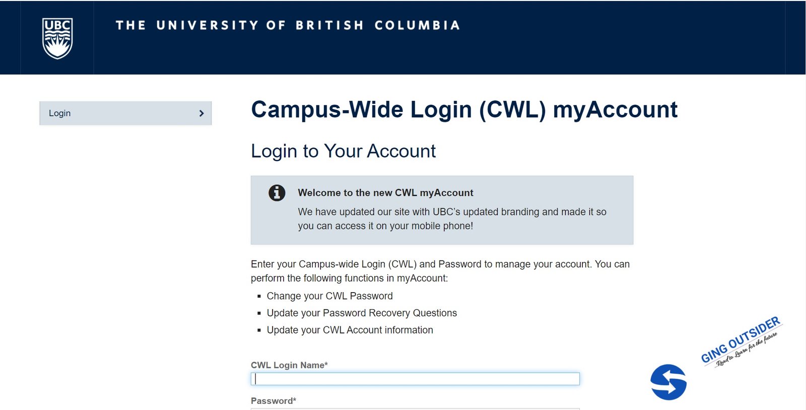 CWL UBC Login